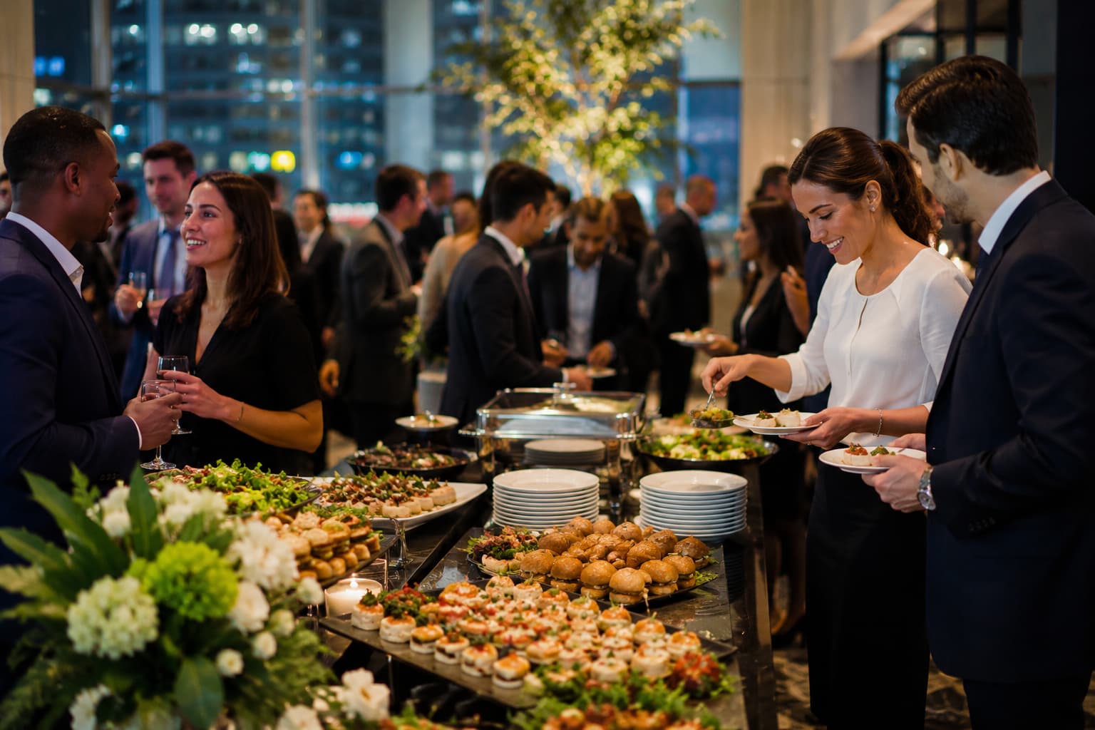 Cocktail party catering with elegant hors d’oeuvres